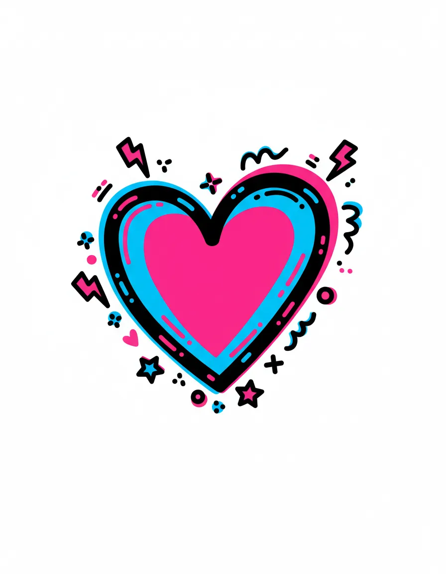 Hand-Drawn Neon Cartoon Emoji/Icon Style