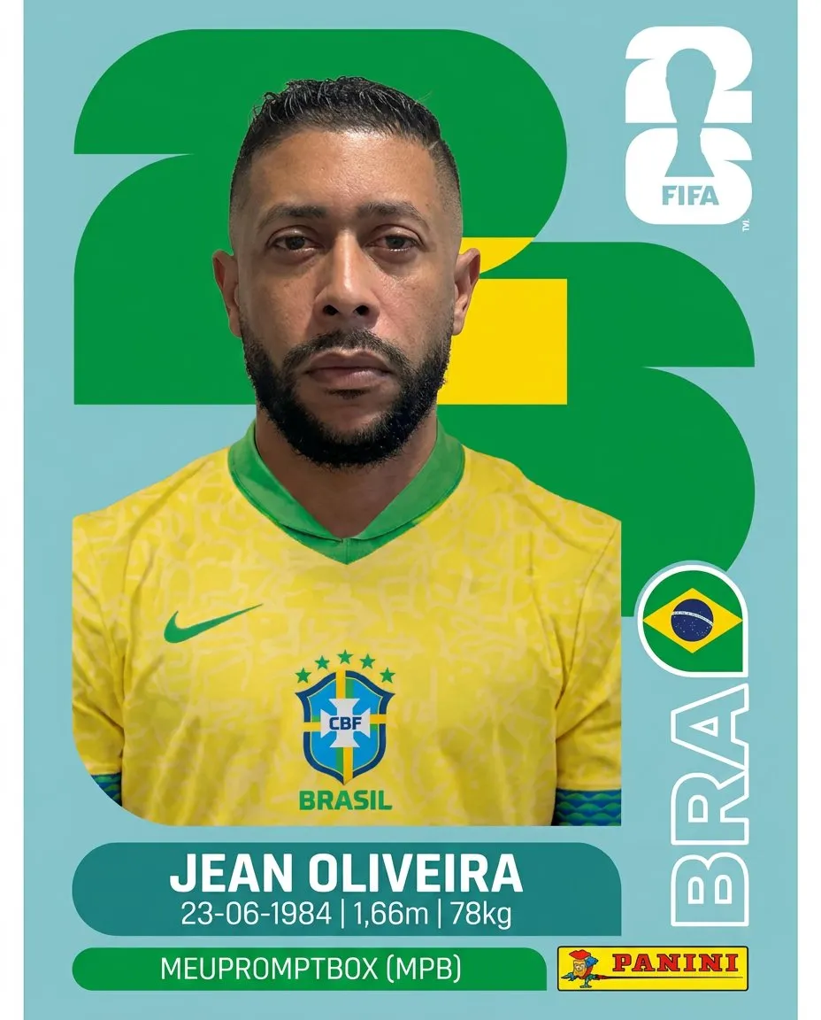 Ultra-Realistic World Cup Sticker Edit — Glossy Collectible Portrait