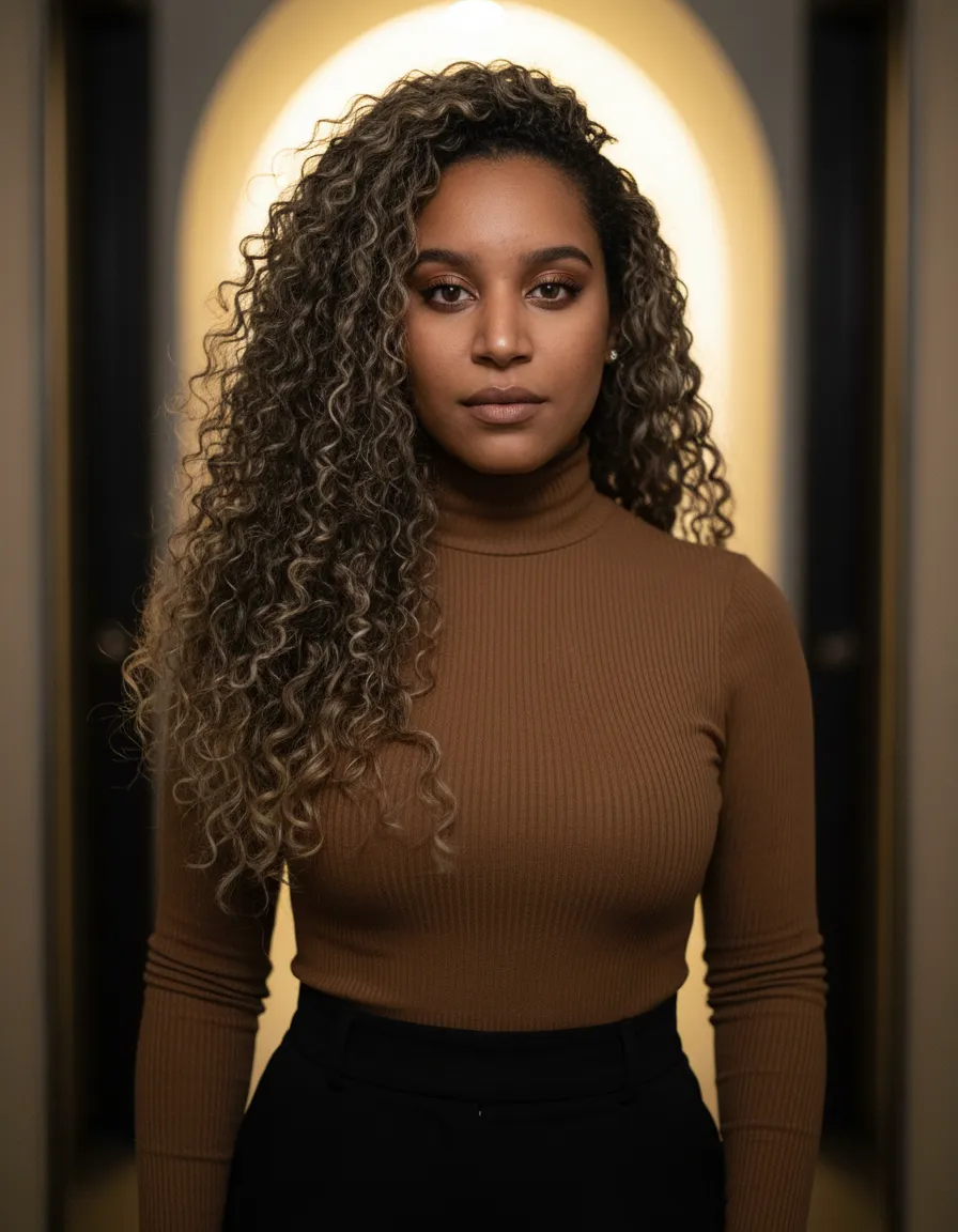 Ultra-Photorealistic Cinematic Hallway Fashion Portrait Template