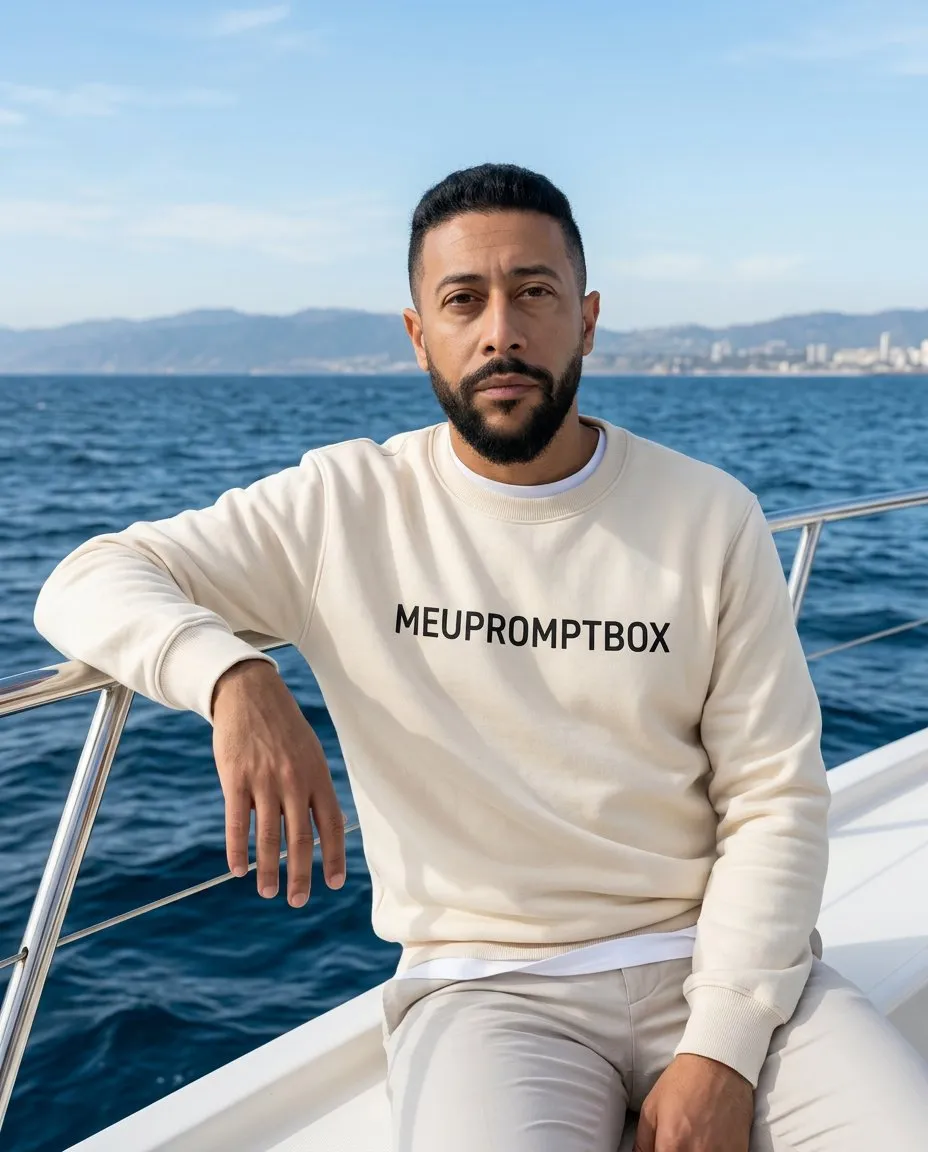 Cinematic Natural-Light Yacht Portrait with Polished Metal Details