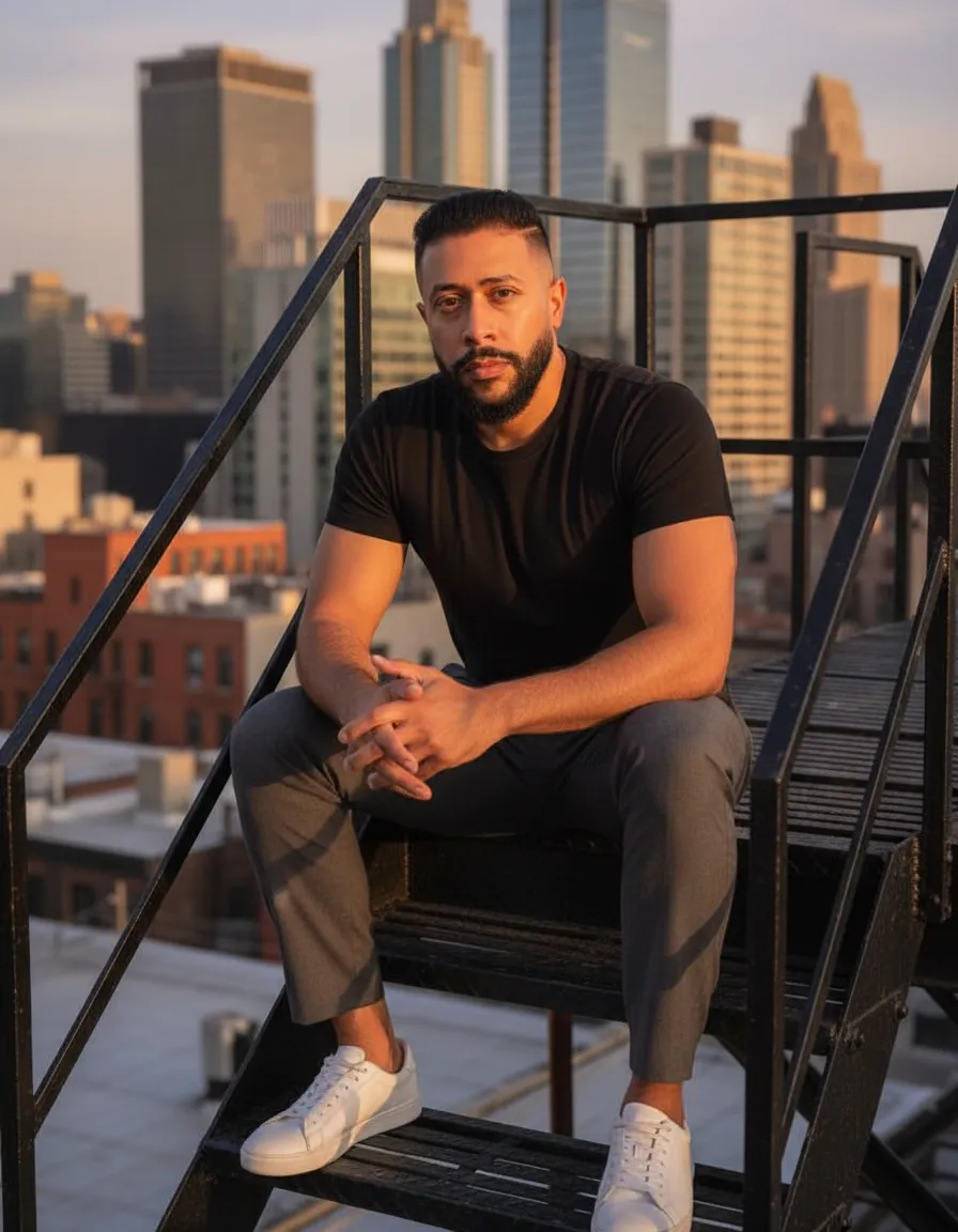 Golden Hour Rooftop Editorial Portrait Template