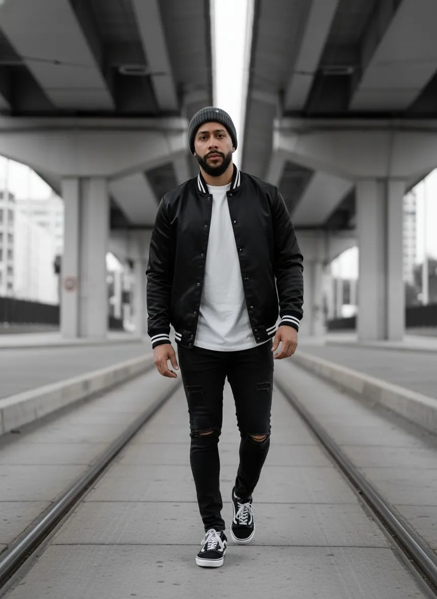 Cinematic Urban Streetwear Portrait Photography with Monochrome Tones