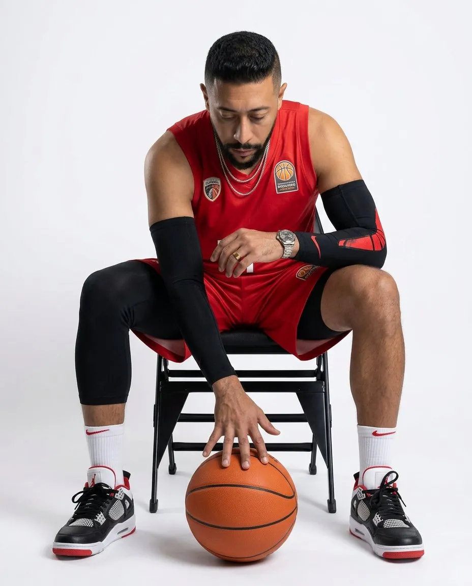 Studio Editorial Basketball Portrait — Clean Catalog Sports Fashion