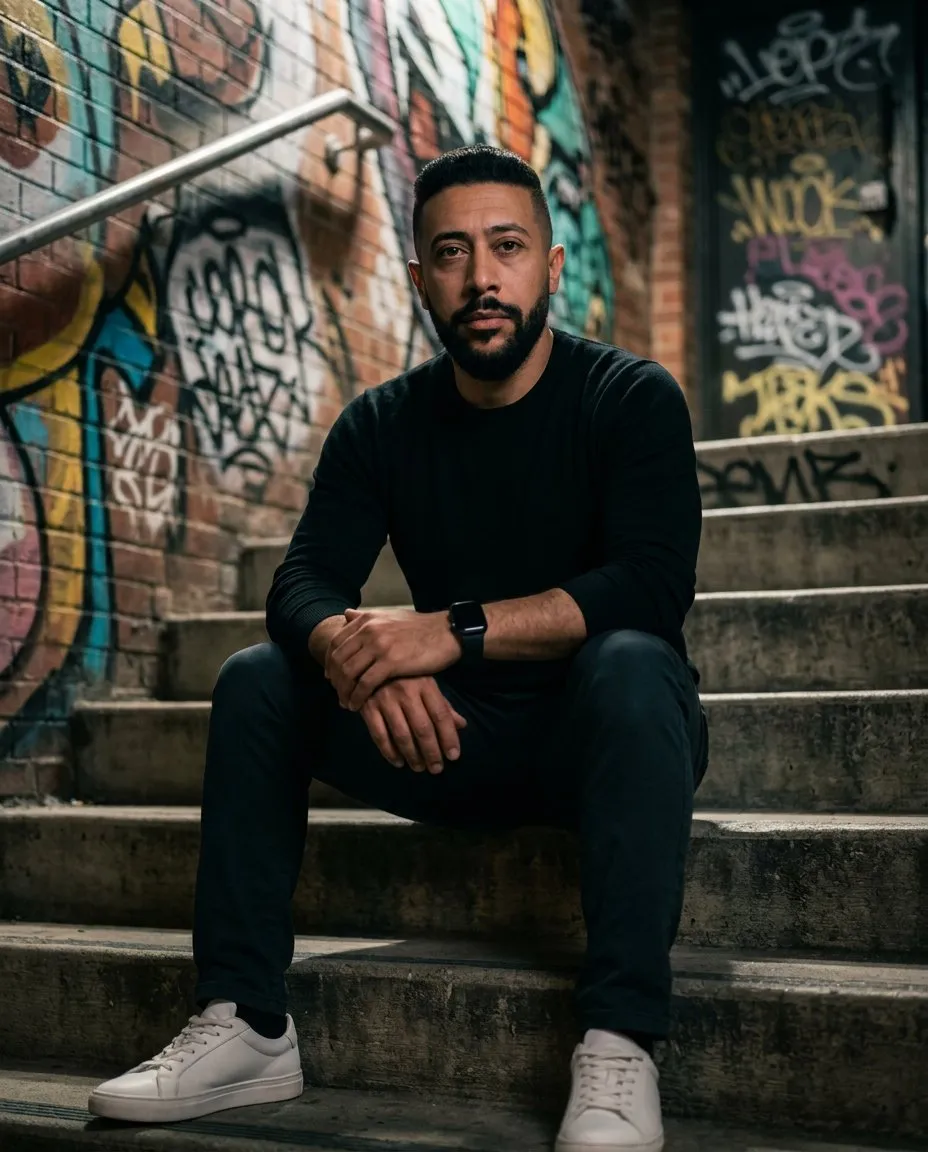 Cinematic Nighttime Urban Portrait with Exact Face Preservation