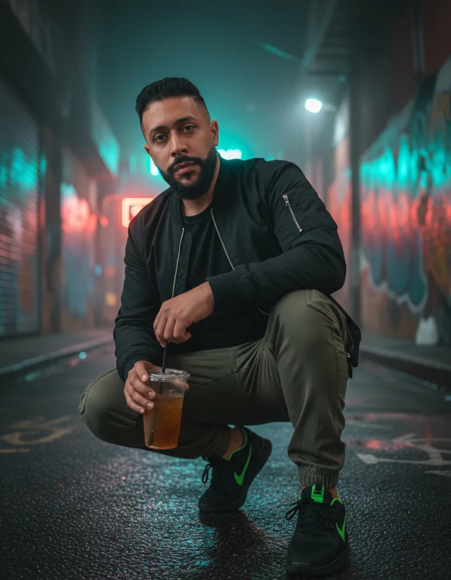 Cinematic Cyberpunk Alley Avatar Portrait Template