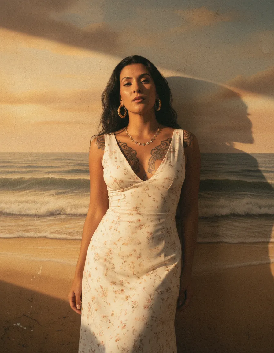 Painted Seascape Golden Hour Portrait