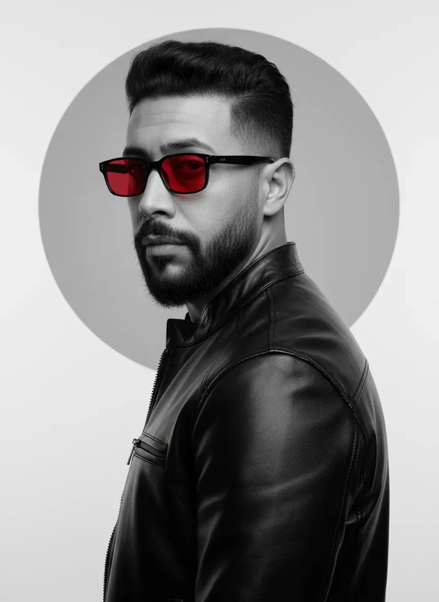 Selective Red Lens High-Fashion Side Portrait