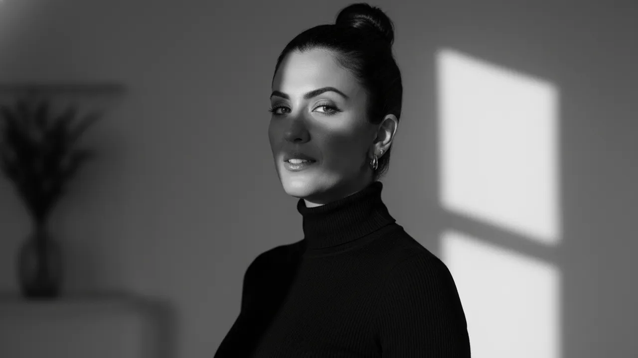 Cinematic Noir Black & White Female Studio Portrait