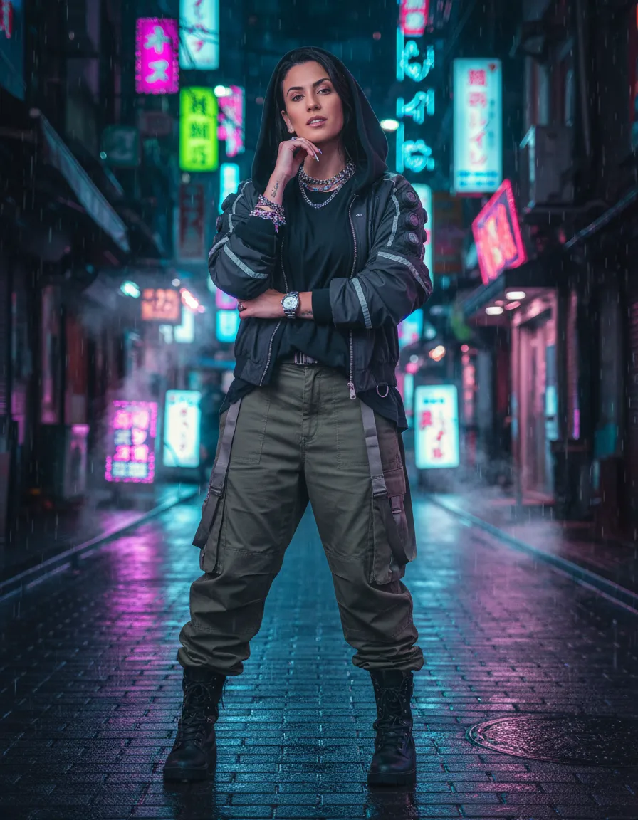 Cyberpunk Tokyo Street Fashion Editorial Template