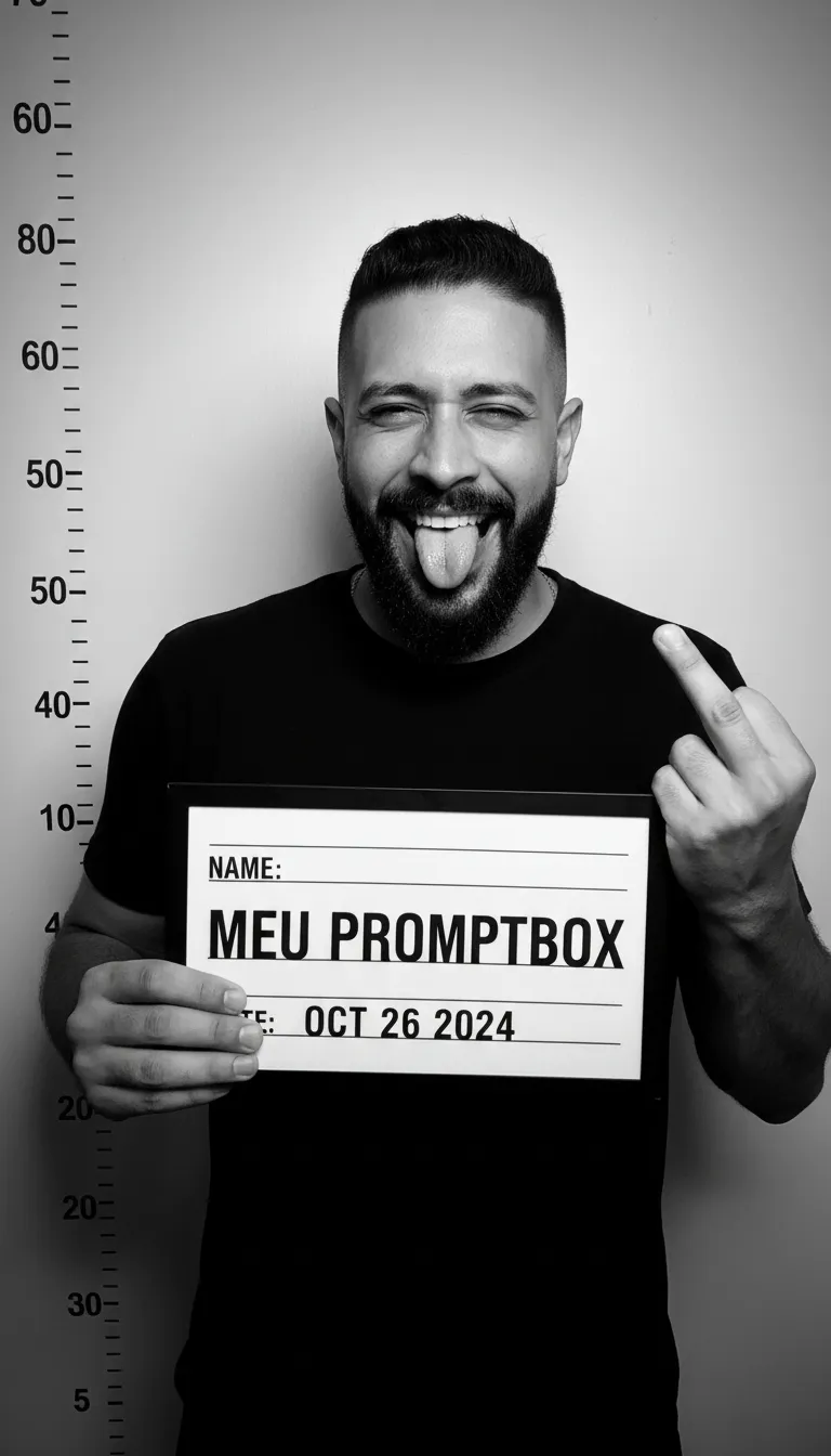 Playful Monochrome Mugshot Portrait