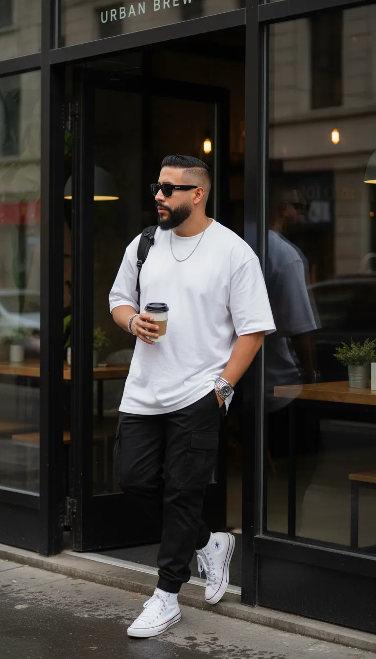 Modern Café Doorway Realistic Portrait