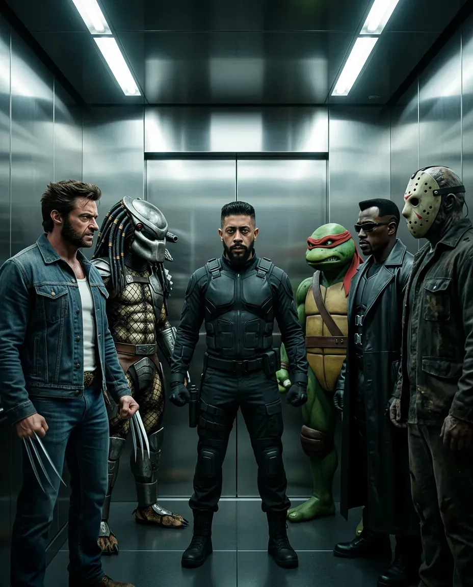 Cinematic Elevator Action Ensemble With Filmic Metallic Grading