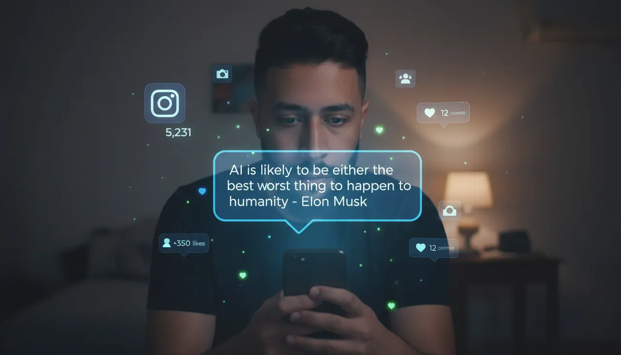 AI & Social Media Reflection Futuristic Portrait Template