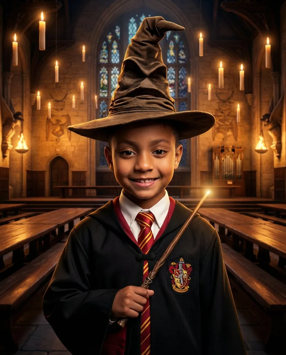 Cinematic Young Wizard Portrait With Magical School Atmosphere