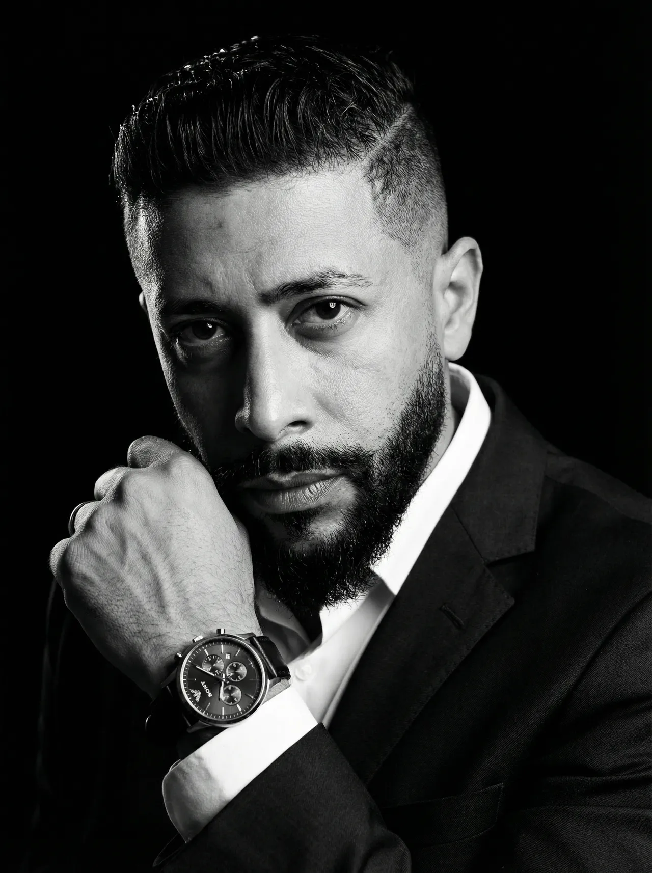 Ultra-Realistic Black & White Editorial Portrait